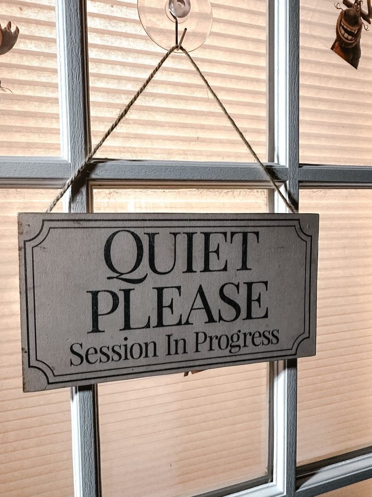 Quiet please, session in progress sign at the office